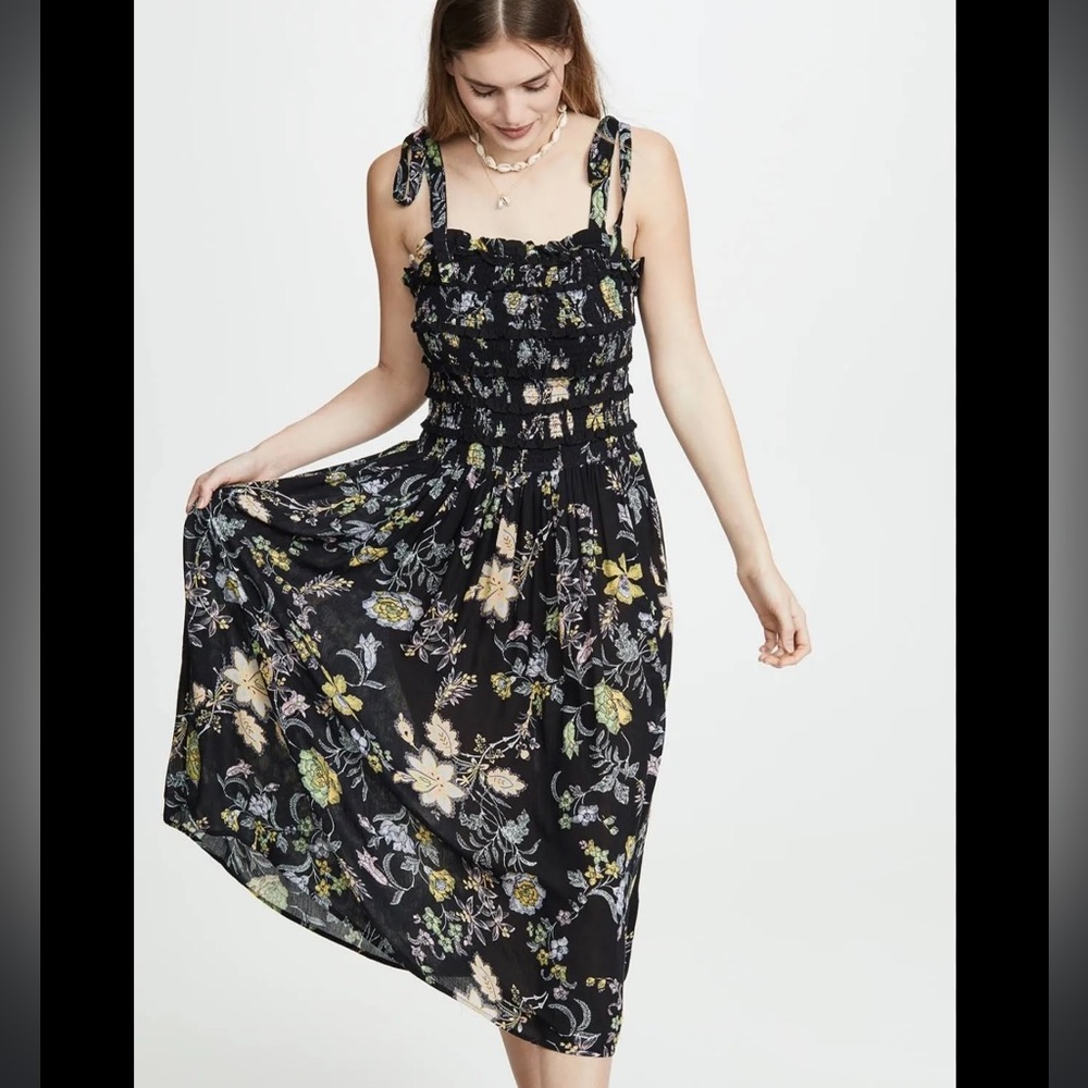 FREE PEOPLE ISLA FLORAL PRINT MIDI DRESS